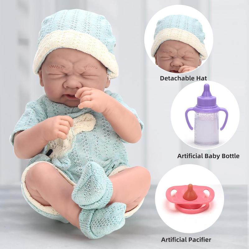 14 Inch Reborn Baby Doll with Clothes & Bottle & Pacifier, Realistic Newborn Doll, Pretend Play Toy for Kids, Birthday Holiday Gifts