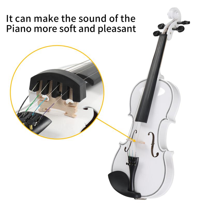 Upgraded Full Size 4 4 Violin Set for Adults Beginners Students with Hard Case,Violin Bow,Shoulder Rest,Rosin,Extra Strings and Sordine (White)