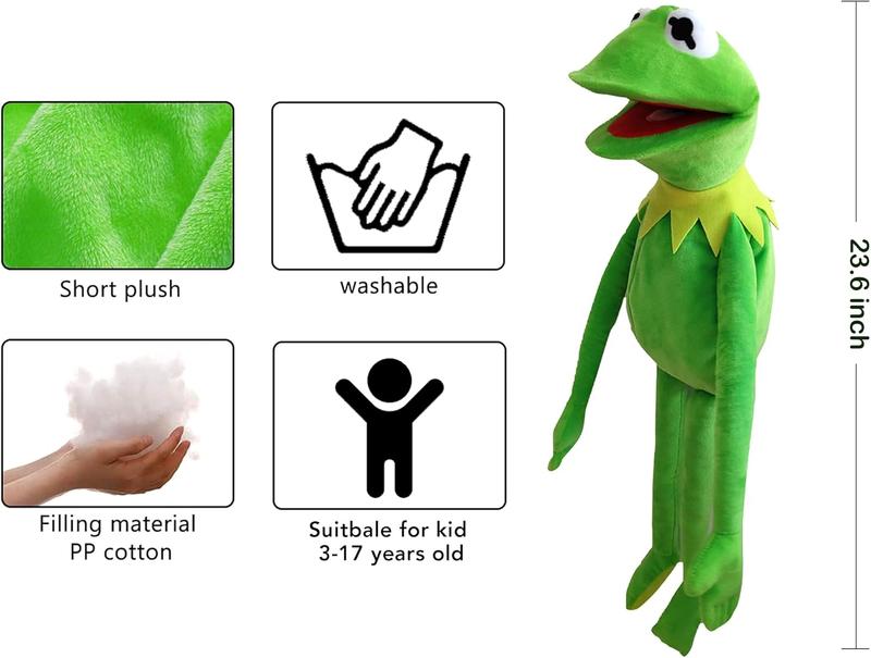 Kermit Frog Hand Puppet, Frog Plush,The Muppets Show, Soft Frog Puppet Doll Suitable for Role Play -Green, 24 Inches