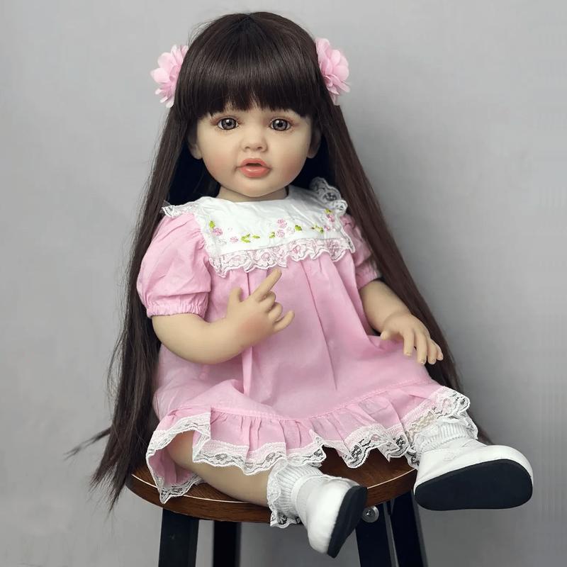 55cm Soft Silicone Reborn Baby Girl Doll Lifelike 22inch Princess Toddler Newborn Bebe Art Birthday Gift Toy for Children