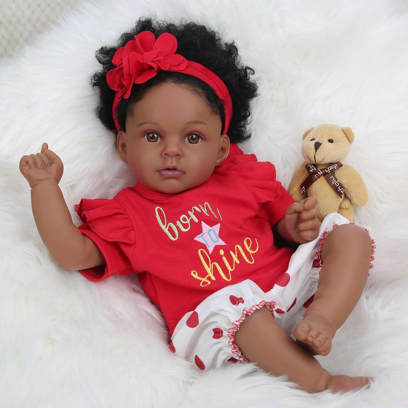 Wooroy Realistic Reborn Baby Doll - 20'' Nala Soft Weighted Reborn Doll, Handmade Newborn Baby Doll, Lifelike Baby Doll, Birthday Gift, Brown Skin, Black Hair, Girl Gift, Real like Gift, Gift Toys for 3+, Christmas Gift, Big Sister Gift. reborn baby