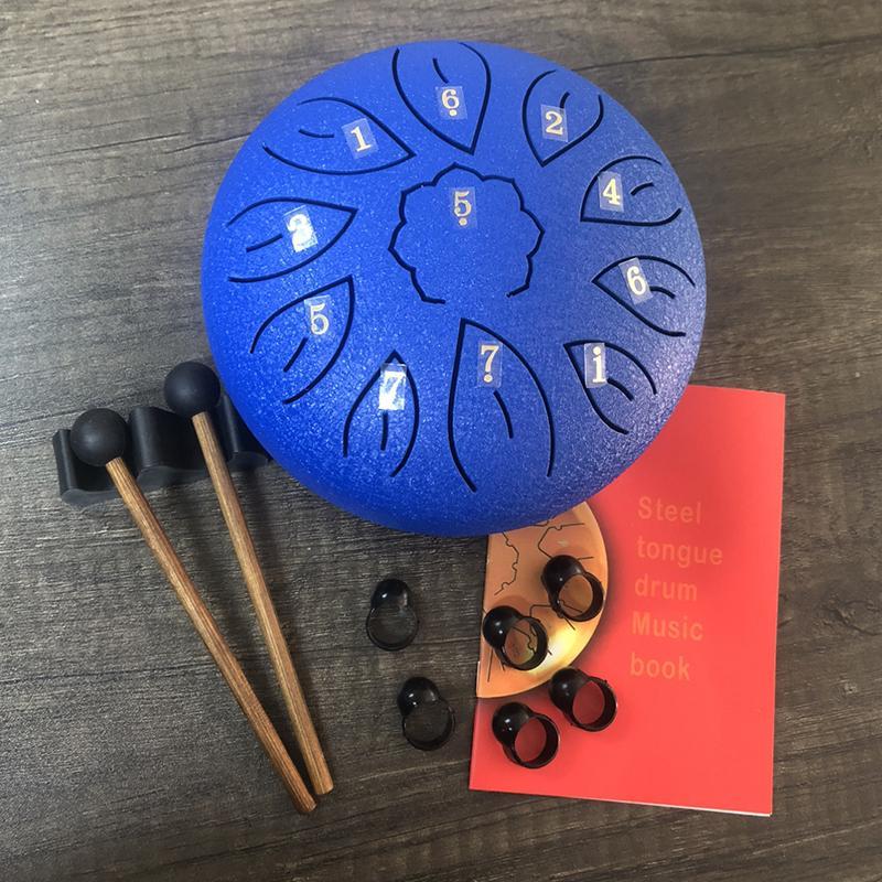 6 Inch Steel Tongue Drum, 1 Set Portable Mini Ethereal Drum with Drumsticks & Music Book & Storage Bag & Finger Picks, Musical Instrument for Music Education, Stocking Fillers Gift