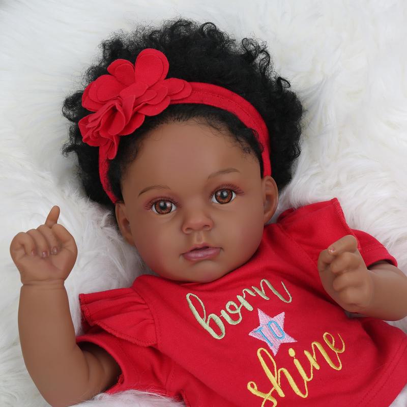 Wooroy Realistic Reborn Baby Doll - 20'' Nala Soft Weighted Reborn Doll, Handmade Newborn Baby Doll, Lifelike Baby Doll, Birthday Gift, Brown Skin, Black Hair, Girl Gift, Real like Gift, Gift Toys for 3+, Christmas Gift, Big Sister Gift. reborn baby