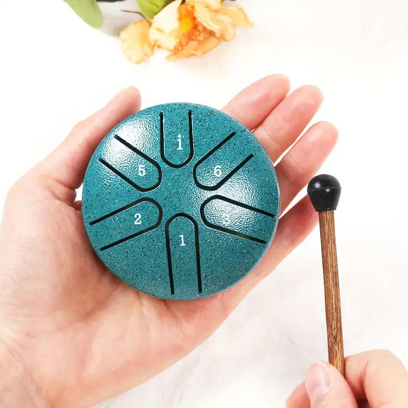 6 Tone Steel Tongue Drum, Portable Mini Steel Drum with Drumsticks, Musical Instrument for Relaxation, Camping, Meditation, Yoga, Christmas Gift