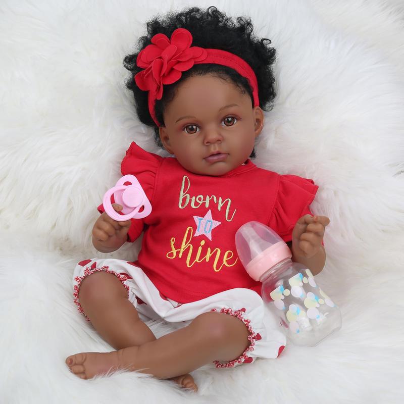 Wooroy Realistic Reborn Baby Doll - 20'' Nala Soft Weighted Reborn Doll, Handmade Newborn Baby Doll, Lifelike Baby Doll, Birthday Gift, Brown Skin, Black Hair, Girl Gift, Real like Gift, Gift Toys for 3+, Christmas Gift, Big Sister Gift. reborn baby