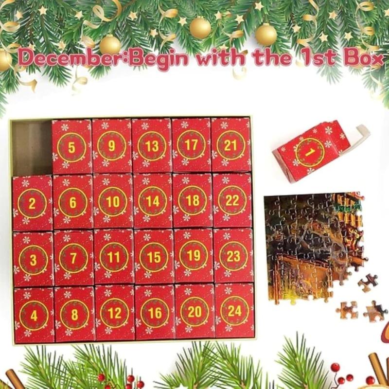 Advent Calendar Puzzles for Adults 1000 PiecesChristmas Countdown Jigsaw Puzzles, 2024Holiday Santa Puzzle with 24 Boxes