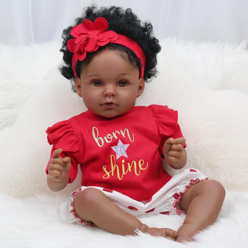 Wooroy Realistic Reborn Baby Doll - 20'' Nala Soft Weighted Reborn Doll, Handmade Newborn Baby Doll, Lifelike Baby Doll, Birthday Gift, Brown Skin, Black Hair, Girl Gift, Real like Gift, Gift Toys for 3+, Christmas Gift, Big Sister Gift. reborn baby