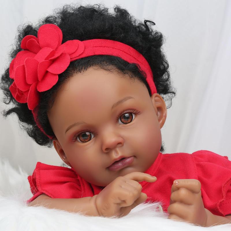 Wooroy Realistic Reborn Baby Doll - 20'' Nala Soft Weighted Reborn Doll, Handmade Newborn Baby Doll, Lifelike Baby Doll, Birthday Gift, Brown Skin, Black Hair, Girl Gift, Real like Gift, Gift Toys for 3+, Christmas Gift, Big Sister Gift. reborn baby