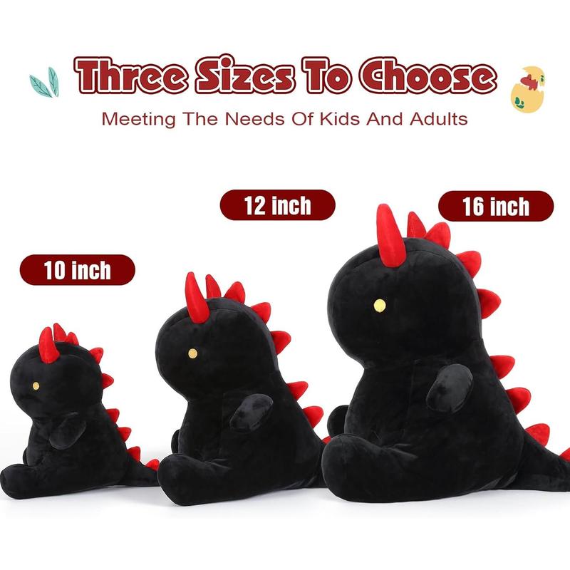 Cute Dinosaur Plush 16 inch Large Halloween Dino Stuffed Animals Plushies Toys Super Soft Dolls Birthday Gifts for Girls Boys Black