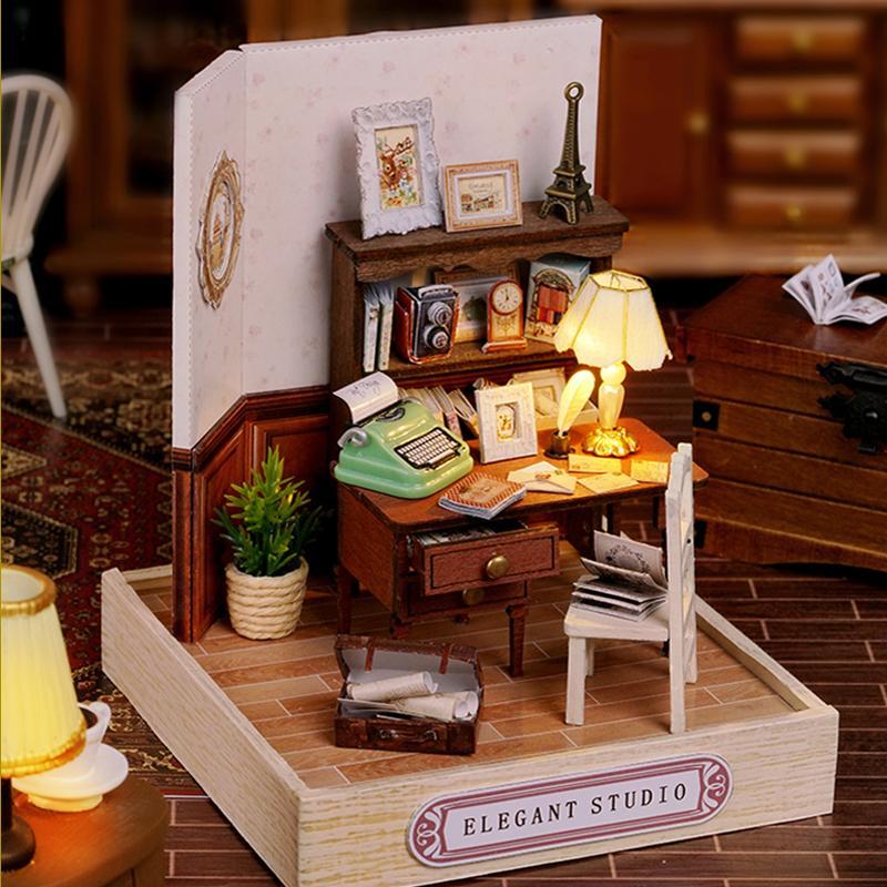 Wooden DIY Miniature House Kit, 1 Box DIY Miniature House Kit, Assemble Model Kit, Birthday Gift for Teenagers and Adults