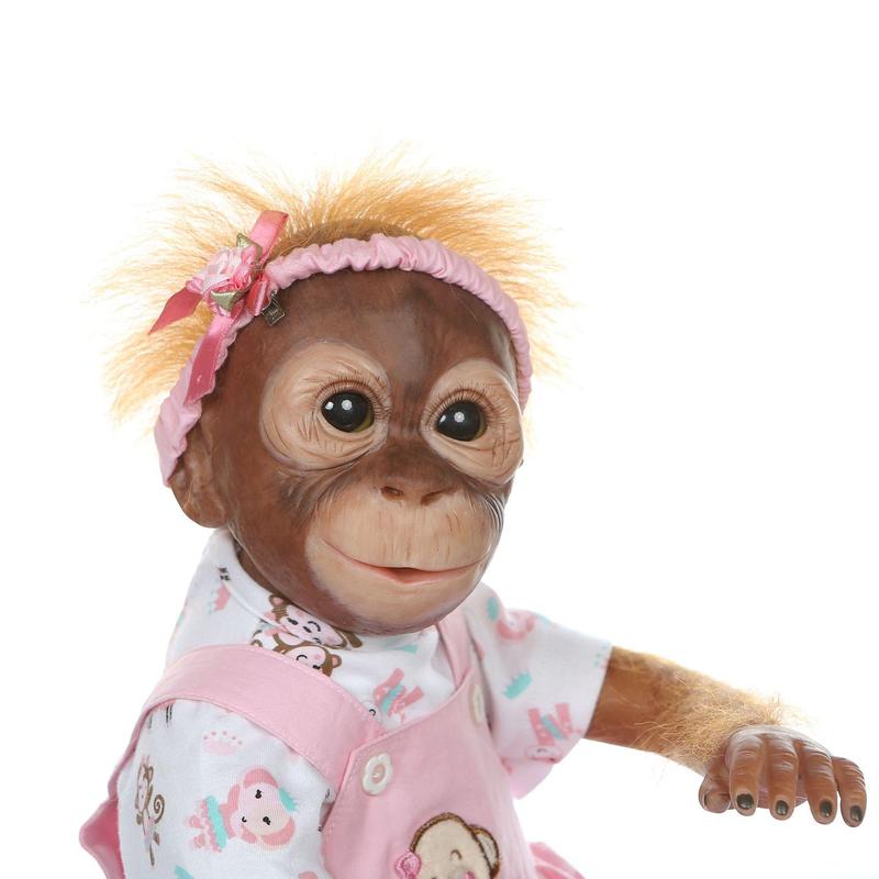 20 Inch Soft Vivid Plush Monkey Reborn Doll with Small Monkey, Pacifier, Feeding Bottle, Birth Certification, Headband, 1 Count Cute Monkey Doll, Realistic Monkey Doll, Soft Monkey Doll, Monkey Doll Toy, Birthday Gift For Kids & Adults