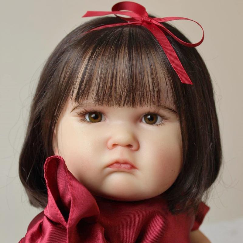 Reborn Baby Doll, 24-Inch Lifelike Princess with Soft Vinyl Limbs and Cloth Body, Red Dress, Ideal for Ages 3+, Collectible Vinyl Baby Doll for Play and Gifts