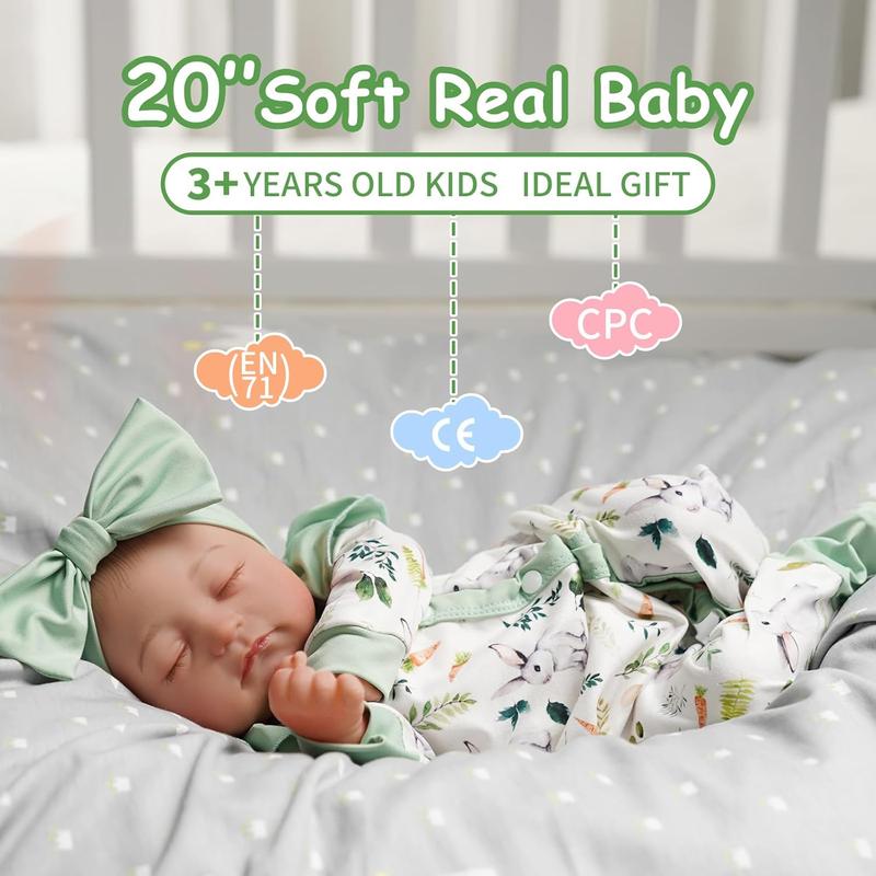 BABESIDE Reborn Baby Dolls - 20 inch Cute Soft Vinyl Realistic Baby Doll Real Life Baby Dolls with Complete Accessories Perfect for Cuddling, Playtime, and Gift Giving