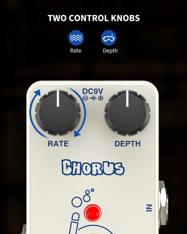 POGOLAB Chorus Pedal, Chorus Guitar Pedal, Mini Analog Chorus Pedal, True Bypass for Electric Guitar