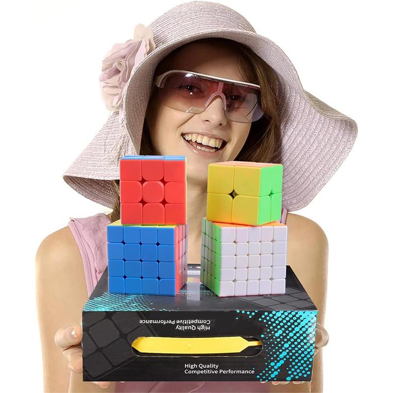 Cube Toy Kit, 4 Counts set Colorful Cube Toy, 2x2, 3x3, 4x4, 5x5, Develop Intelligence, Easy Turning and Smooth Play, Enhances Hands-on Ability