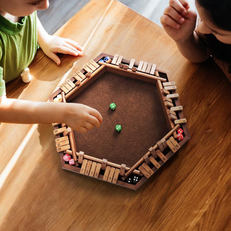 Shut The Box Game, Upgraded 1-6 Player Shut The Box for Adult and Kids, Shut The Box Game Wooden Dice Game -Addition Training, Fun for Family Game Night-Vintage Style