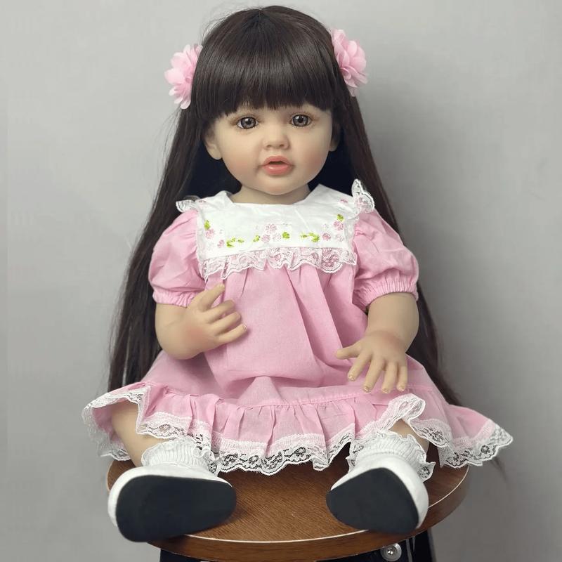 55cm Soft Silicone Reborn Baby Girl Doll Lifelike 22inch Princess Toddler Newborn Bebe Art Birthday Gift Toy for Children