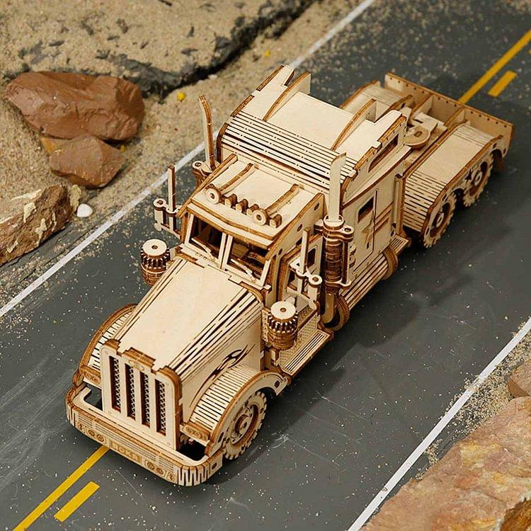 ROKR 3D Wooden Puzzle for Adults-Mechanical Car Model Kits-Brain Teaser Puzzles-Vehicle Building Kits-Unique Gift for Kids on Birthday Christmas Day(1:40 Scale)(MC502-Heavy Truck)