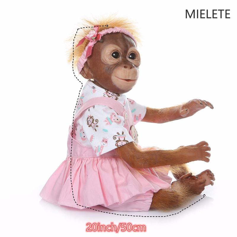 20 Inch Soft Vivid Plush Monkey Reborn Doll with Small Monkey, Pacifier, Feeding Bottle, Birth Certification, Headband, 1 Count Cute Monkey Doll, Realistic Monkey Doll, Soft Monkey Doll, Monkey Doll Toy, Birthday Gift For Kids & Adults