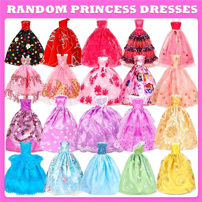 58 Pcs Doll Clothes and Accessories, 5 Wedding Gowns 5 Fashion Dresses 4 Slip Dresses 3 Tops 3 Pants 3 Bikini Swimsuits 20 Shoes for 11.5 inch Doll Christmas Stocking Stuffers Girls Gift Age 5-7 8-10