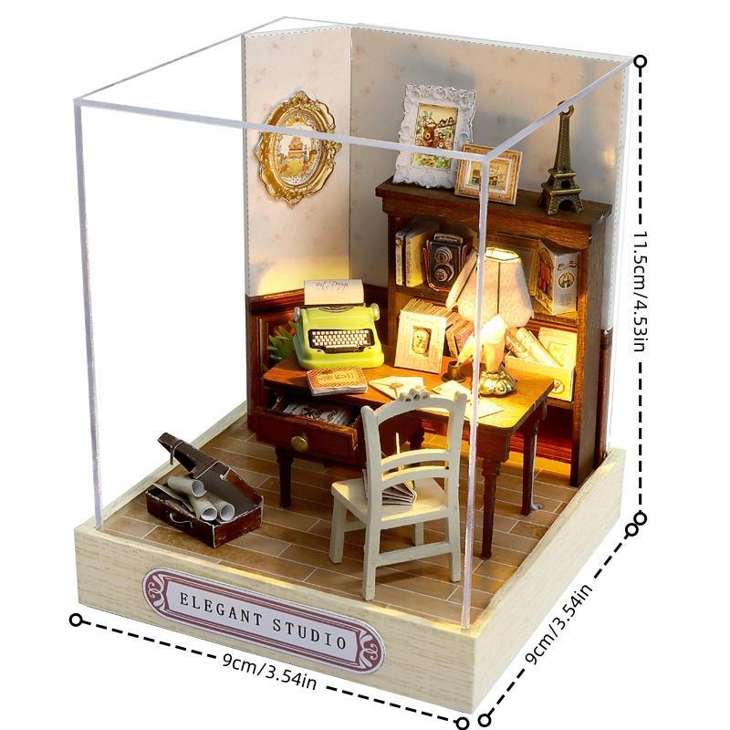 Wooden DIY Miniature House Kit, 1 Box DIY Miniature House Kit, Assemble Model Kit, Birthday Gift for Teenagers and Adults