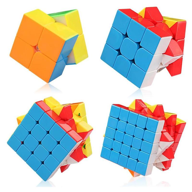 Cube Toy Kit, 4 Counts set Colorful Cube Toy, 2x2, 3x3, 4x4, 5x5, Develop Intelligence, Easy Turning and Smooth Play, Enhances Hands-on Ability