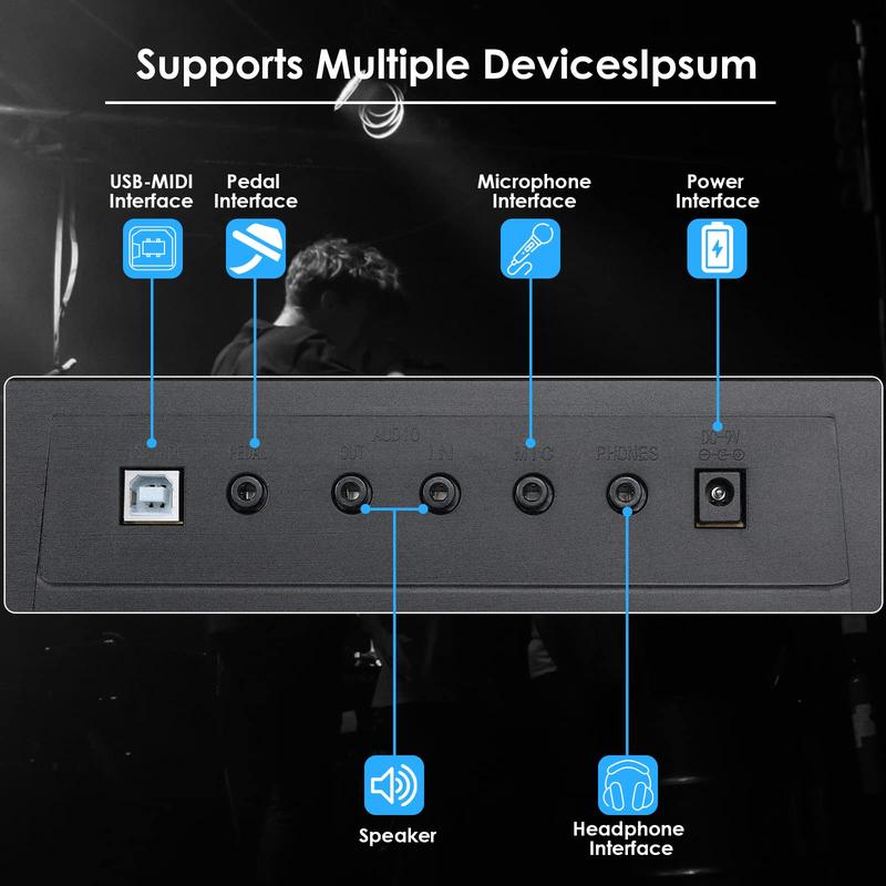 61-Key Electric Keyboard Piano for Beginners - Includes X-Stand, Stool, Microphone, Dual Power Supply, 3 Teaching Modes, LCD Display, and USB MIDI Support - Ideal for Christmas and Thanksgiving