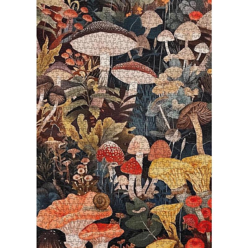 1000 or more pieces of adult retro mushroom puzzle, retro mushroom forest puzzle as mural decoration, difficult puzzle as home decoration