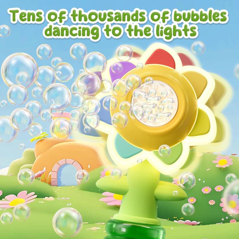 Bubble Machine Toy, Summer Toy for Indoor Outdoor Birthday Party,Seven-color Flower Bubble Machine,Handheld Design,Night Light ,Large Bubble Output,Sunflower,bubble twirler,wubble bubble balls,dinosaur bubblemachine,touchable bubbles,fun bathtoy zer