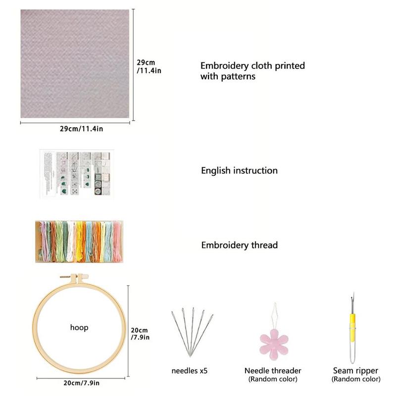 Bird & Flower Pattern DIY Embroidery Kit, 1 Set Embroidery with Hoop Suture Practice Kit for Adults, Handmade Unfinished Products Gifts