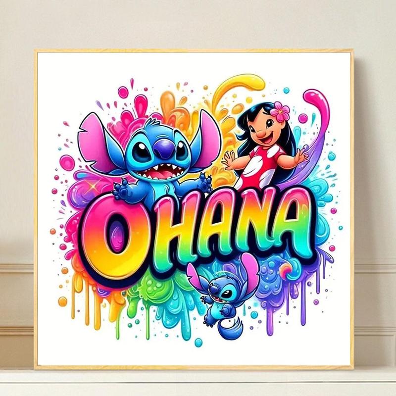 Lilo & Stitch Pattern Diamond Arts Colorful Painting Kit without Frame, 5D Diamond Decorative Art Crafts for Gifts, DIY Wall Art Decoration