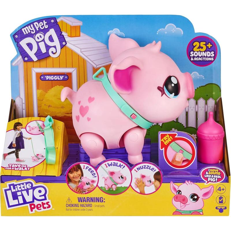 Little Live Pets - My Pet Pig: Piggly | Soft and Jiggly Interactive Toy Pig That Walks, Dances and Nuzzles. 20+ Sounds & Reactions. Batteries Included. for Kids Ages 4+