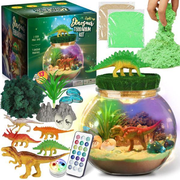 Christmas Dinosaur Gifts for Boys - Dinosaur Terrarium Kit for Kids - Birthday Gift for Boys Ages 4 5 6 7 8-12 Year Old - DIY Dinosaur Toys for Boys - Arts and Crafts Kit for Kids-Christmas Gifts for Boys