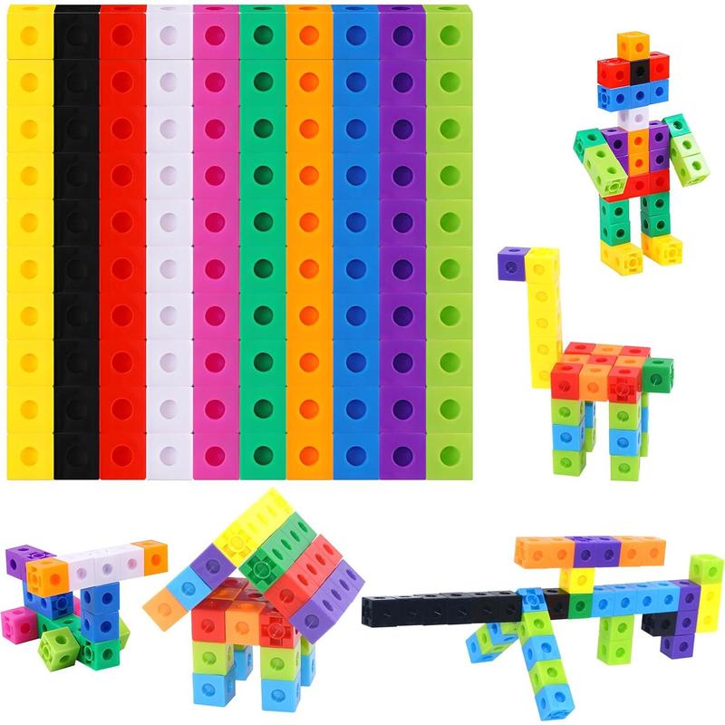 Math Linking Cubes, Set of 100 Math Cubes Manipulative Connecting and Counting Snap Blocks for Early Math and Construction, Homeschool