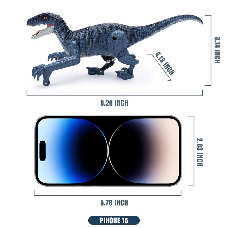 RC Dinosaur Toys for Kids, Electronic R C Dinosaur Walking Robot Toy with Light &Realistic Roaring Sound Velociraptor