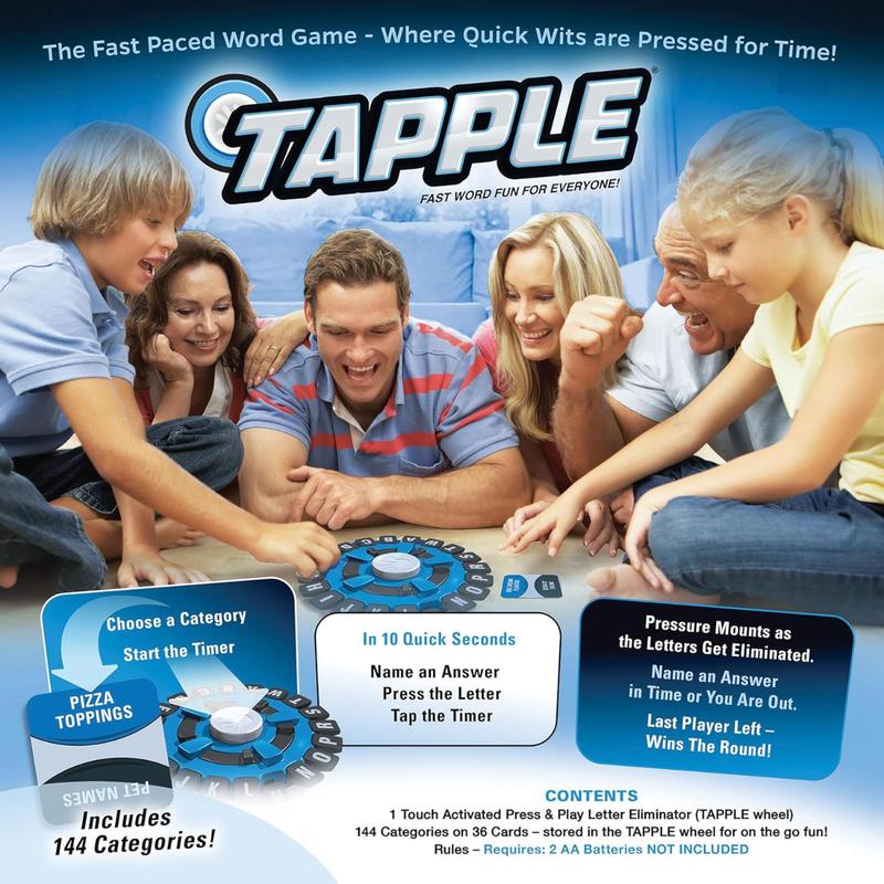 TAPPLE Word Game Fast-Paced Family Board Game | Choose a  Category & Race Against The Timer to be The Last Player | Learning Game Great for All Ages (1 Pack)