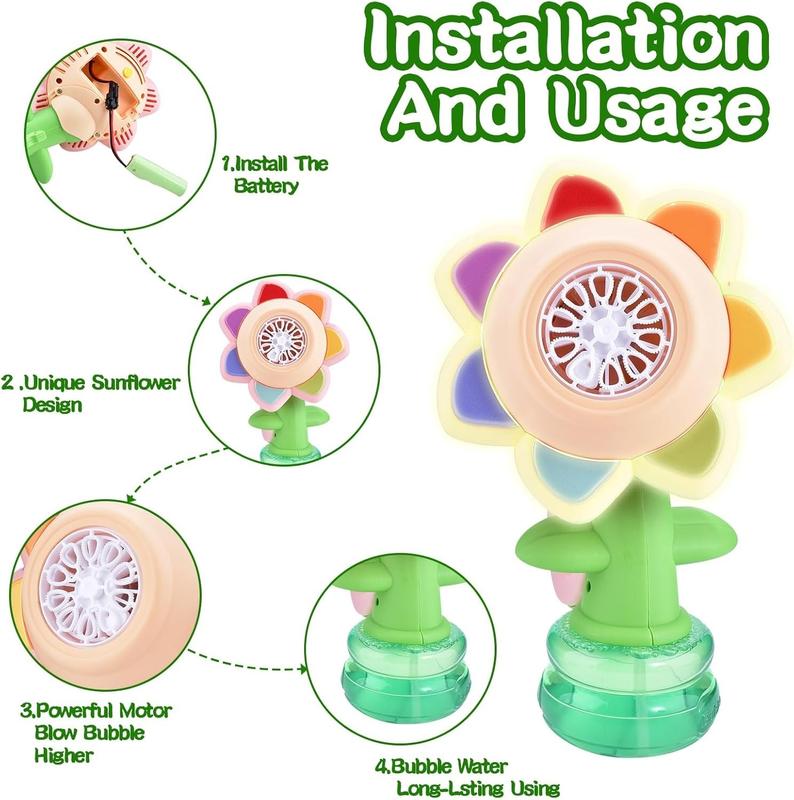 Halloween Sunflower Children's Automatic Bubble Machine Sunflower Night Light Bath Bubble Machine Toy