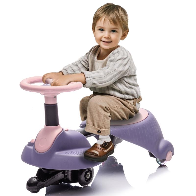 6V Kids Ride On Electric Wiggle Car,flashing wheels,Shock absorbing PU wheel,Retractable,steering wheel rotates 360°,Two-speed adjustment,Bluetooth,Provide a speed of 1.86-3.11MPH for kids aged 3+. wiggle ride car