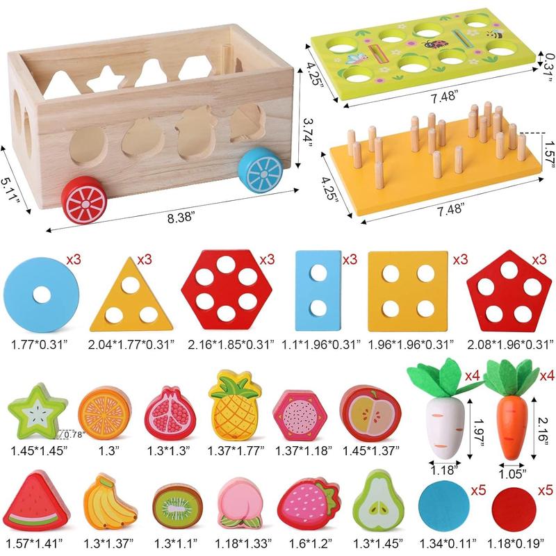 Toddlers Montessori Educational Toys For Boys 3 4 Year Old Girls, Wood Shape Classification Toys For Gifts For Children 3-6, Wood Preschool Carrot Harvest Game