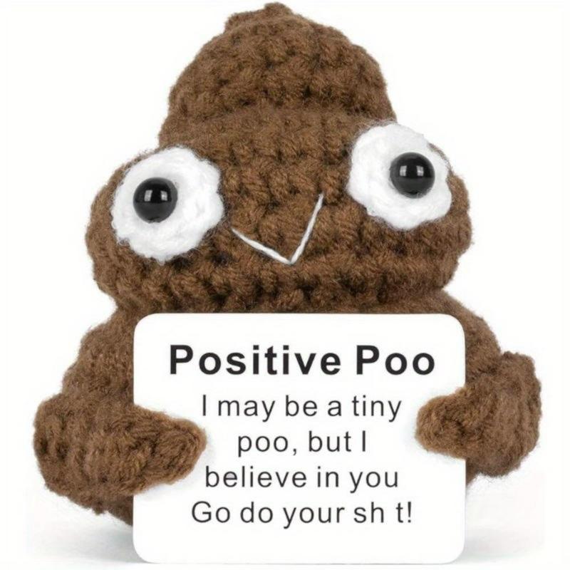 Poo Cute Crochet Potato Toy with Inspirational Quote Card – Unique Handmade Gag Gift for Friends, Birthdays, Teachers, Fall Decor & Celebrations