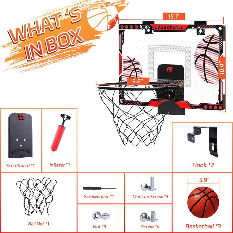 Basketball Hoop Indoor for Kids, Basketball Hoop Goal with Scoreboard, Mini Portable Basketball Hoop Game Toys Gifts for Boys Girls