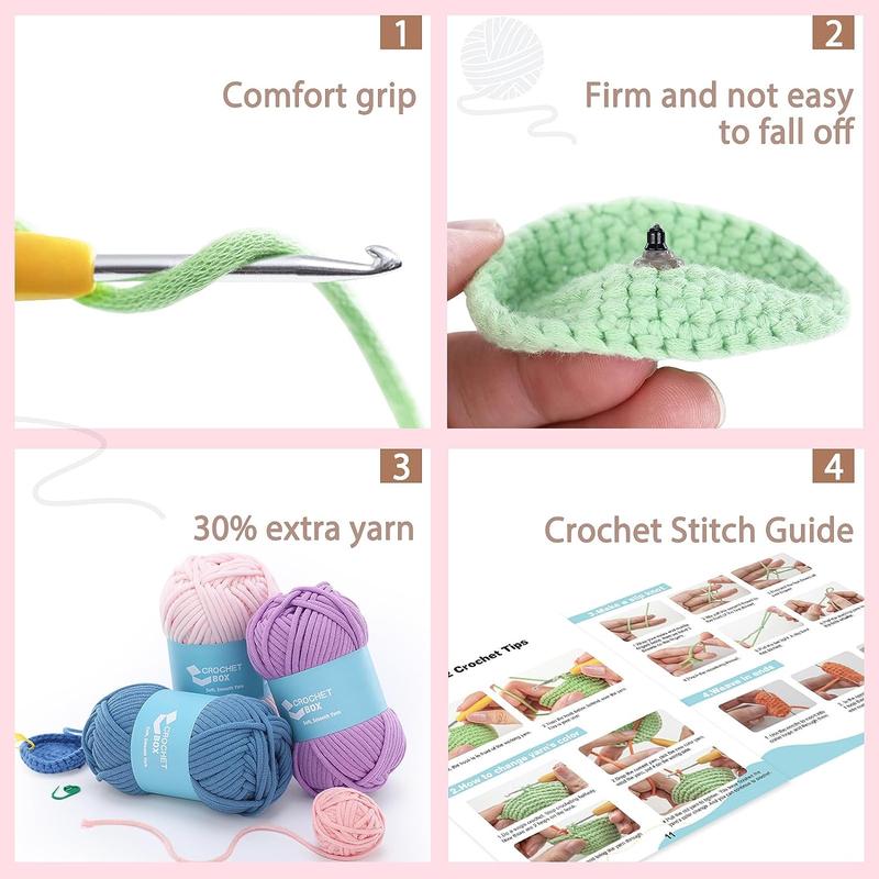 CrochetBox Crochet kit for Beginners Axolotl - Starter Amigurumi Set, Crochet Axolotl, All You Need in, Step by Step Video Tutorials, Instructions, Birthday Holiday Gift for Adults Teens