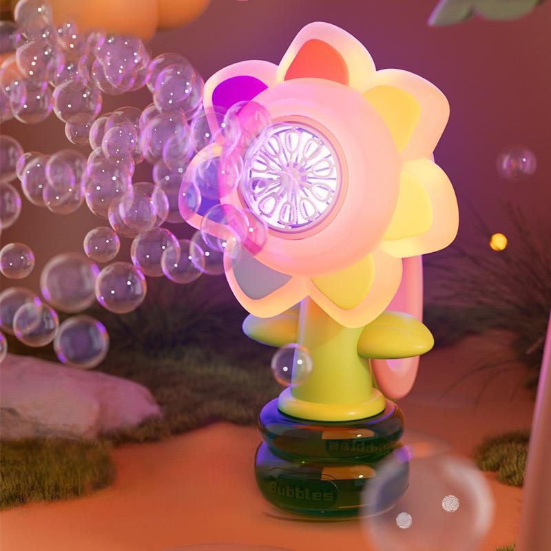 Halloween Sunflower Children's Automatic Bubble Machine Sunflower Night Light Bath Bubble Machine Toy