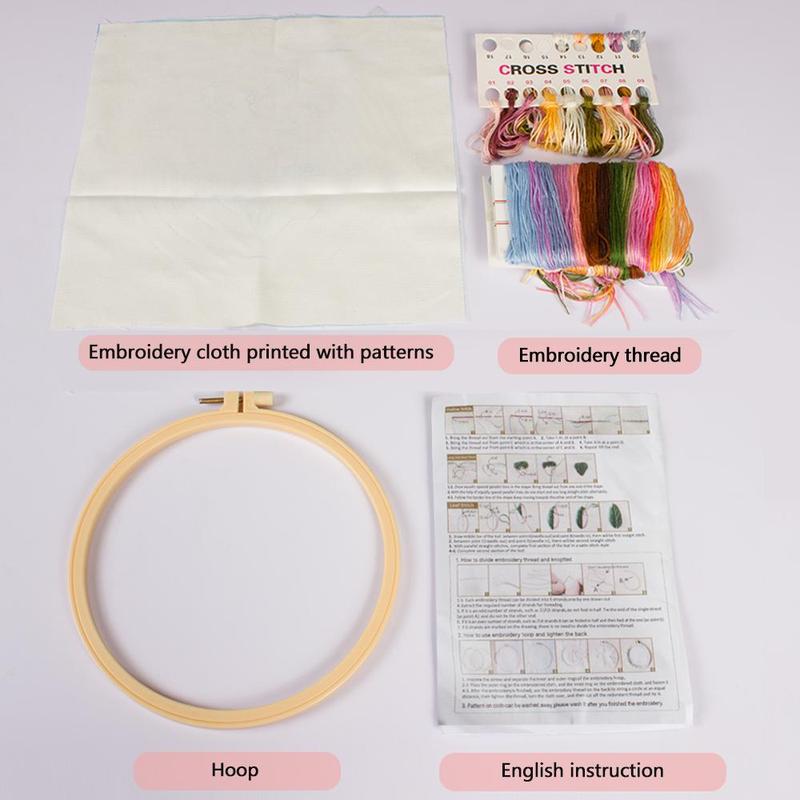 Gnome Pattern DIY Embroidery Kit, 1 Set Embroidery with Hoop Suture Practice Kit for Adults, Handmade Unfinished Products Festival Gift