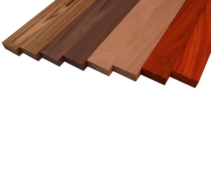 Imported Exotic Hardwood Variety Pack - Zebrawood, Walnut, Padauk, Okoume - 3 4