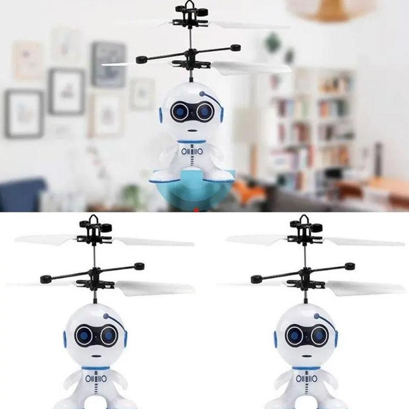 Flying Robot Toy for Age 3 4 5 6 7 Year  Boys White Flying Robot Mini Drone Rechargeable - Experience Thrilling Flight with Our Futuristic Flying Robot Toy