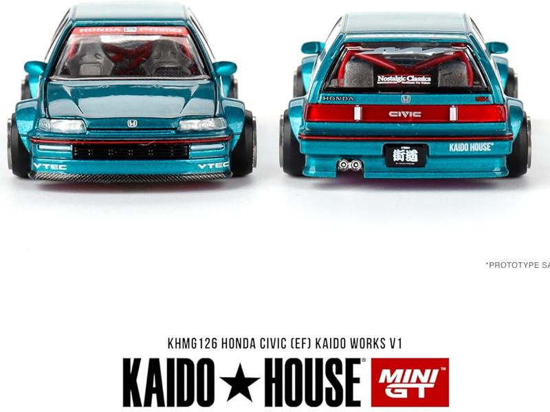 True Scale Miniatures Model Car Compatible with Honda Civic (EF) Kaido Works V1 Tahitian Green Limited Edition 1 64 Diecast Model Car Kaido House KHMG126