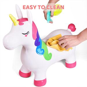 20.5 Inches Hopping Unicorn Inflatable Bouncy Horse with Pump for Kids Indoor Outdoor Ride On Toys Birthday Gift