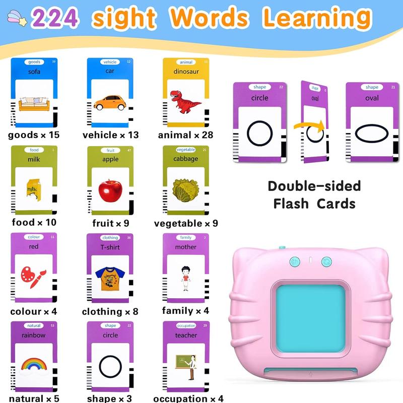 1 Piece Early Education Learning Device with 112pcs English Card, Flash Card Talking Toy