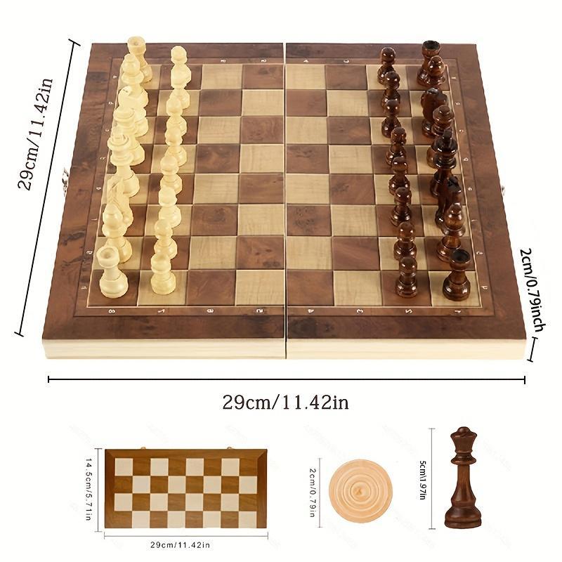 Wooden Chess Board Game Set, Portable Foldable Board Game, Indoor Recreation Toy for Beginners & Adults, Birthday Gift